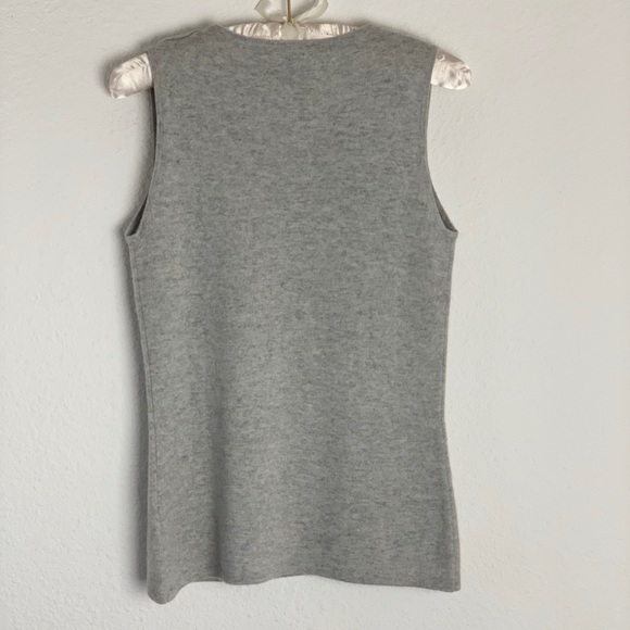 Pure Amici Gray Cashmere Sleeveless Sweater Top - Picture 7 of 9